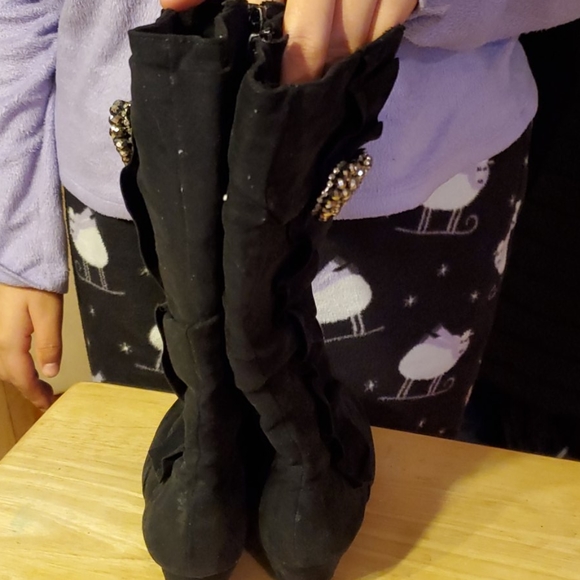 Sale Girls Stuart Weizmann tall black  boots sz 11 - Picture 2 of 3